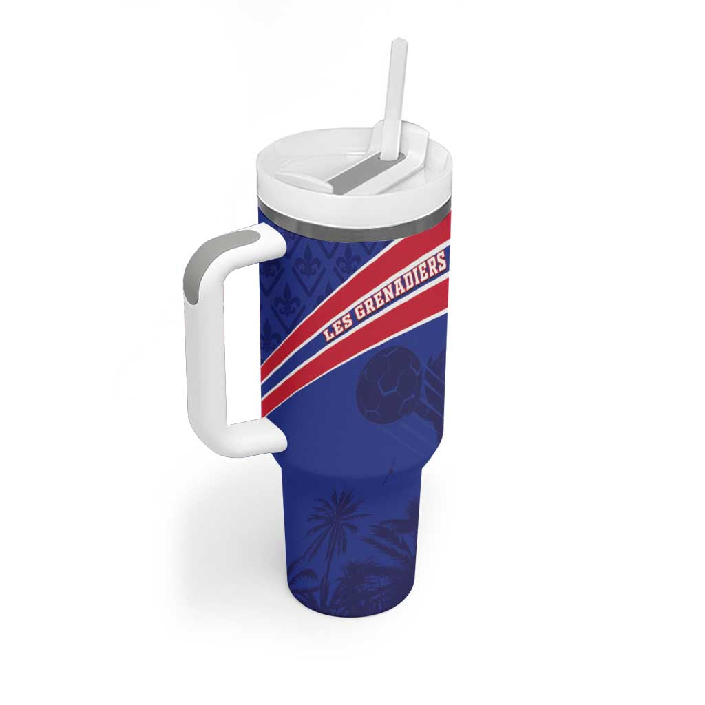 Custom Haiti Football Tumbler With Handle Les Grenadiers - Royal Palm - Wonder Print Shop