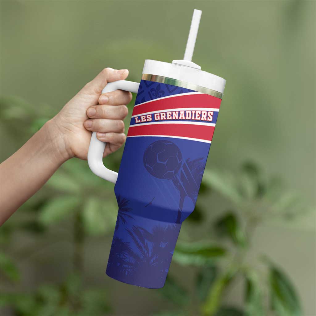 Custom Haiti Football Tumbler With Handle Les Grenadiers - Royal Palm - Wonder Print Shop