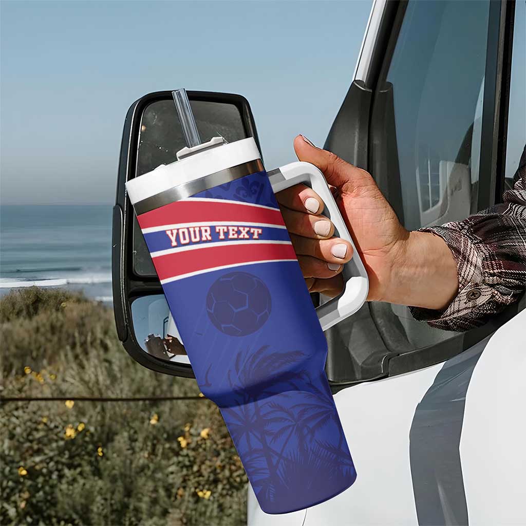 Custom Haiti Football Tumbler With Handle Les Grenadiers - Royal Palm - Wonder Print Shop