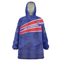 Custom Haiti Football Wearable Blanket Hoodie Les Grenadiers - Royal Palm - Wonder Print Shop