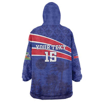 Custom Haiti Football Wearable Blanket Hoodie Les Grenadiers - Royal Palm - Wonder Print Shop