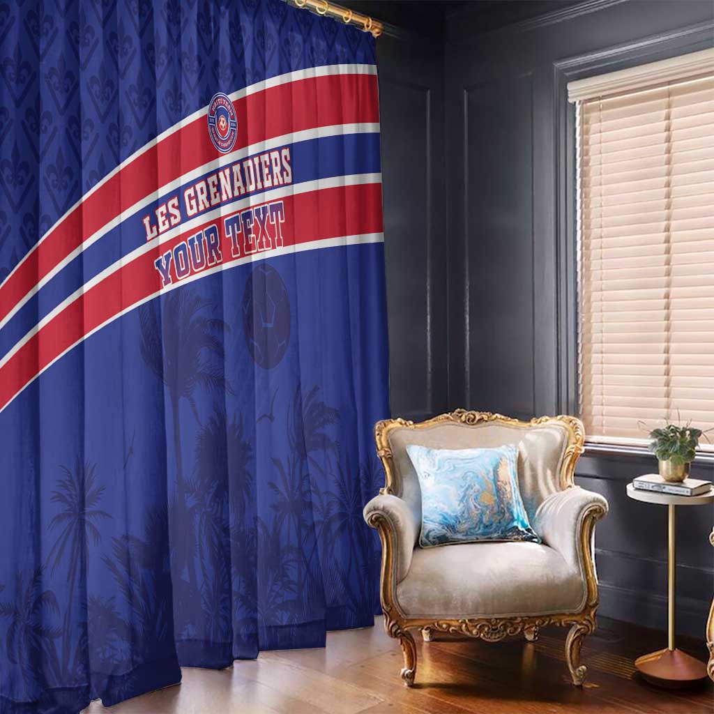 Custom Haiti Football Window Curtain Les Grenadiers - Royal Palm - Wonder Print Shop