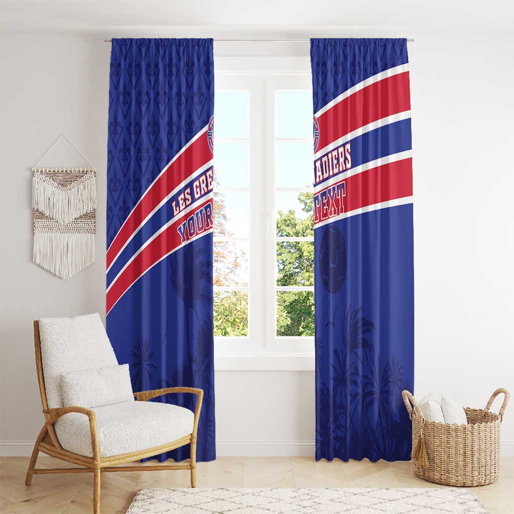 Custom Haiti Football Window Curtain Les Grenadiers - Royal Palm - Wonder Print Shop