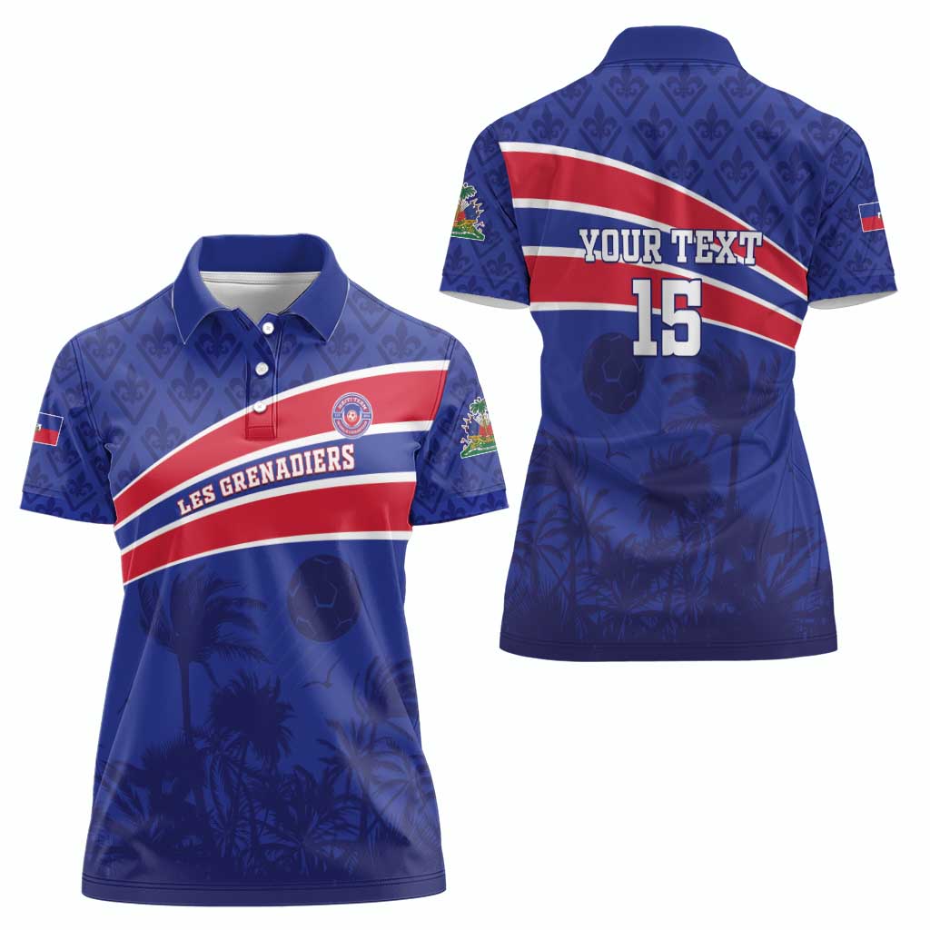 Custom Haiti Football Women Polo Shirt Les Grenadiers - Royal Palm - Wonder Print Shop
