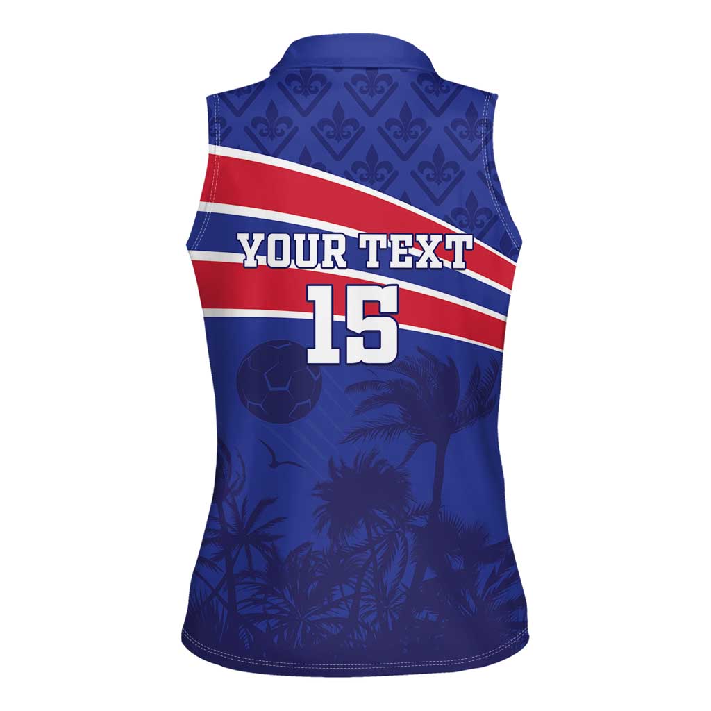 Custom Haiti Football Women Sleeveless Polo Shirt Les Grenadiers - Royal Palm - Wonder Print Shop