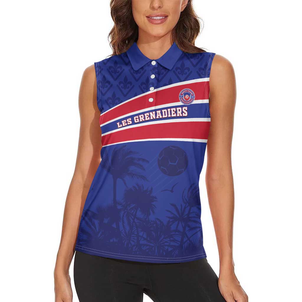 Custom Haiti Football Women Sleeveless Polo Shirt Les Grenadiers - Royal Palm - Wonder Print Shop