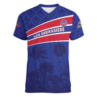Custom Haiti Football Women V-Neck T-Shirt Les Grenadiers - Royal Palm - Wonder Print Shop