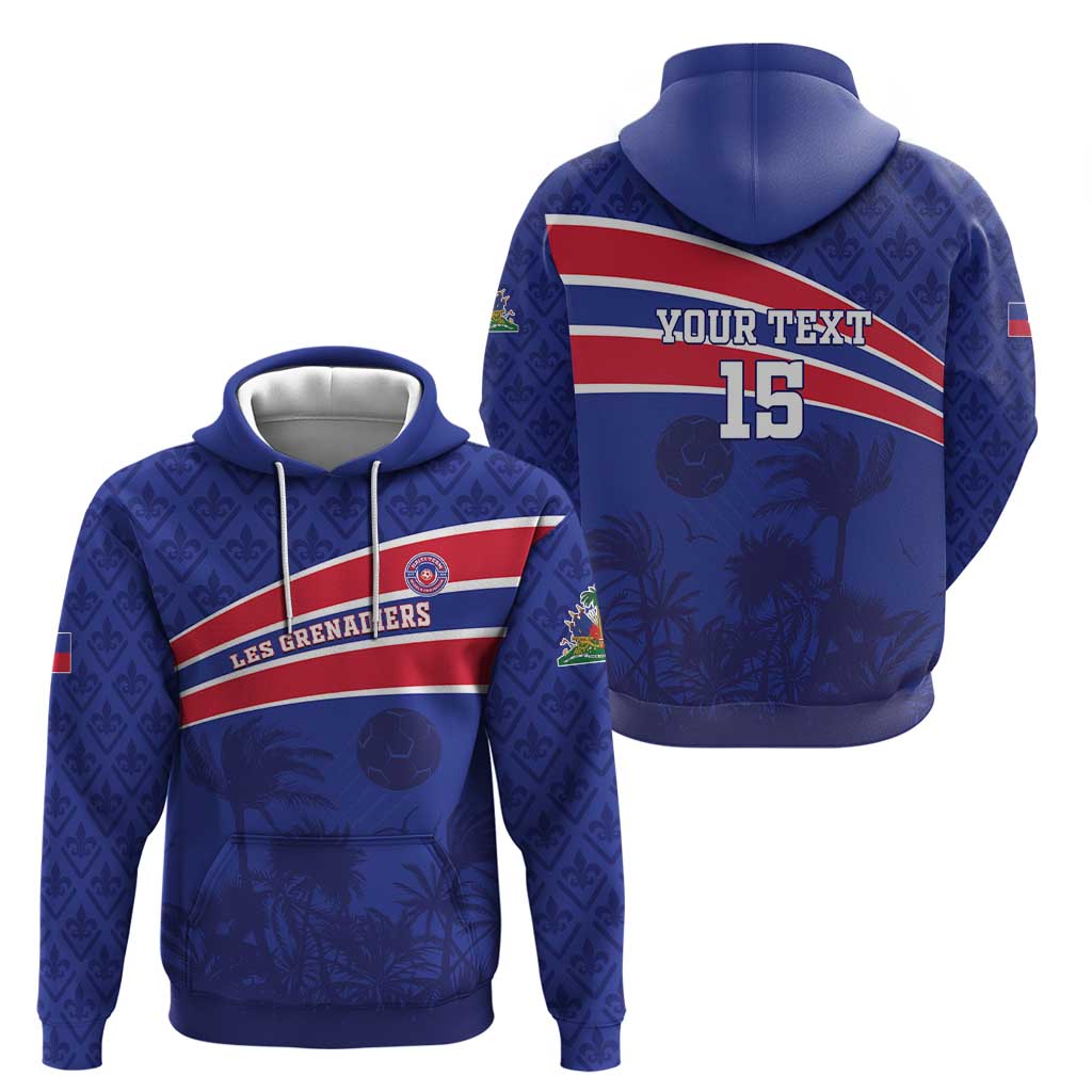 Custom Haiti Football Zip Hoodie Les Grenadiers - Royal Palm - Wonder Print Shop