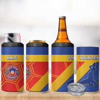 Custom Haiti Football 4 in 1 Can Cooler Tumbler Neg Marron Go Ayiti - Wonder Print Shop