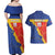 Custom Haiti Football Couples Matching Off Shoulder Maxi Dress and Hawaiian Shirt Neg Marron Go Ayiti - Wonder Print Shop