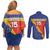 Custom Haiti Football Couples Matching Off Shoulder Short Dress and Long Sleeve Button Shirt Neg Marron Go Ayiti - Wonder Print Shop