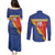 Custom Haiti Football Couples Matching Puletasi and Long Sleeve Button Shirt Neg Marron Go Ayiti - Wonder Print Shop