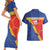 Custom Haiti Football Couples Matching Short Sleeve Bodycon Dress and Hawaiian Shirt Neg Marron Go Ayiti - Wonder Print Shop