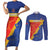 Custom Haiti Football Couples Matching Short Sleeve Bodycon Dress and Long Sleeve Button Shirt Neg Marron Go Ayiti - Wonder Print Shop