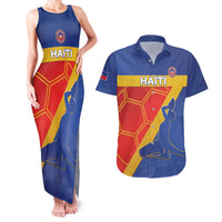 Custom Haiti Football Couples Matching Tank Maxi Dress and Hawaiian Shirt Neg Marron Go Ayiti - Wonder Print Shop