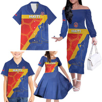 Custom Haiti Football Family Matching Off The Shoulder Long Sleeve Dress and Hawaiian Shirt Neg Marron Go Ayiti - Wonder Print Shop