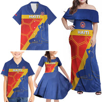 Custom Haiti Football Family Matching Off Shoulder Maxi Dress and Hawaiian Shirt Neg Marron Go Ayiti - Wonder Print Shop
