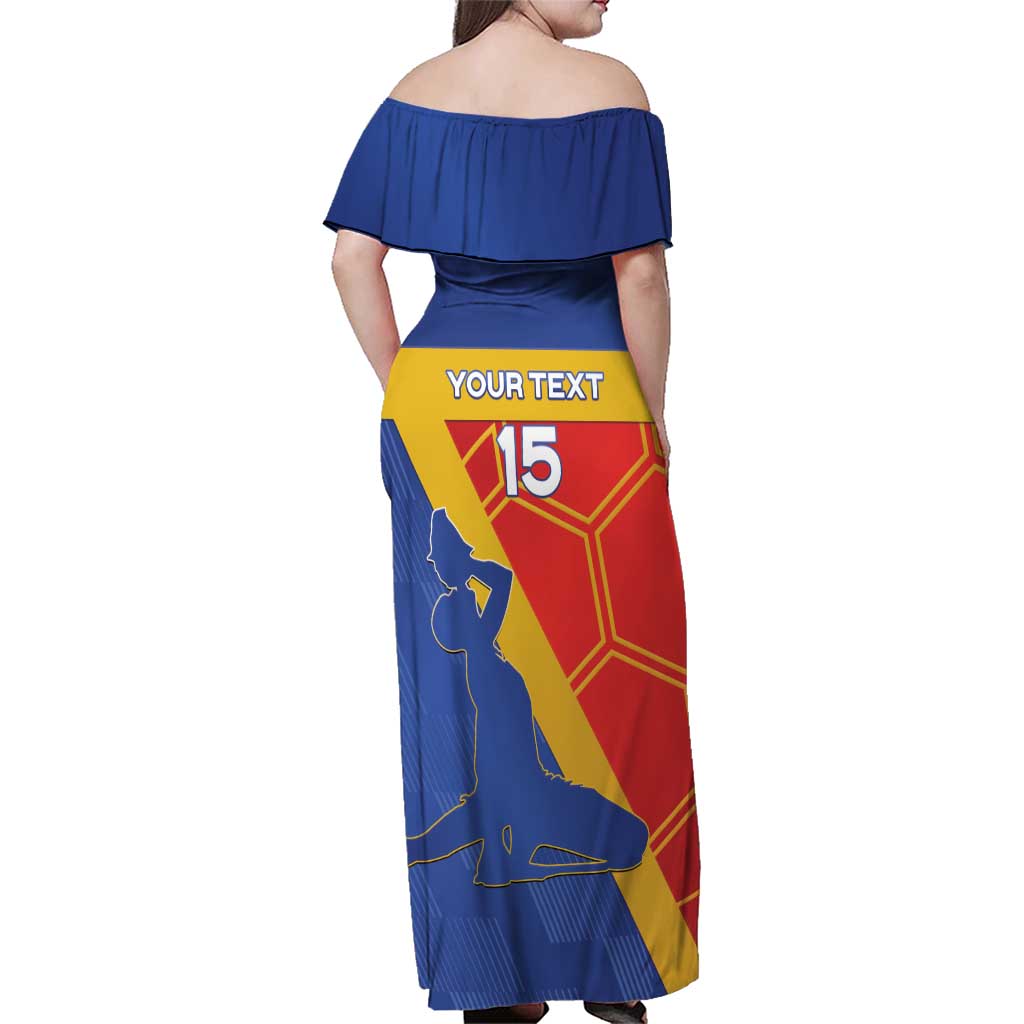 Custom Haiti Football Family Matching Off Shoulder Maxi Dress and Hawaiian Shirt Neg Marron Go Ayiti - Wonder Print Shop