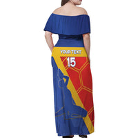 Custom Haiti Football Family Matching Off Shoulder Maxi Dress and Hawaiian Shirt Neg Marron Go Ayiti - Wonder Print Shop