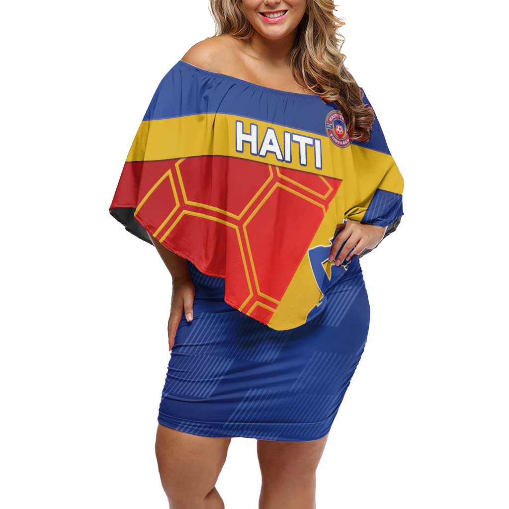 Custom Haiti Football Family Matching Off Shoulder Short Dress and Hawaiian Shirt Neg Marron Go Ayiti - Wonder Print Shop