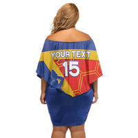 Custom Haiti Football Family Matching Off Shoulder Short Dress and Hawaiian Shirt Neg Marron Go Ayiti - Wonder Print Shop