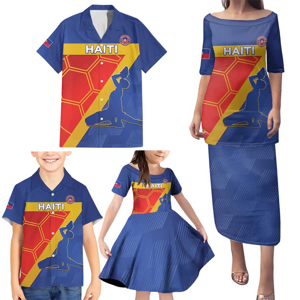 Custom Haiti Football Family Matching Puletasi and Hawaiian Shirt Neg Marron Go Ayiti - Wonder Print Shop