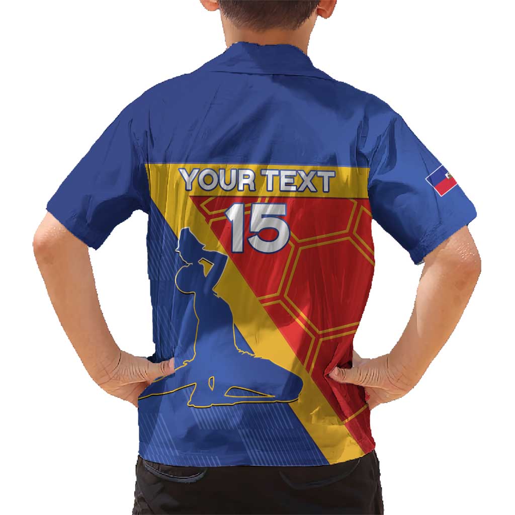 Custom Haiti Football Family Matching Short Sleeve Bodycon Dress and Hawaiian Shirt Neg Marron Go Ayiti - Wonder Print Shop