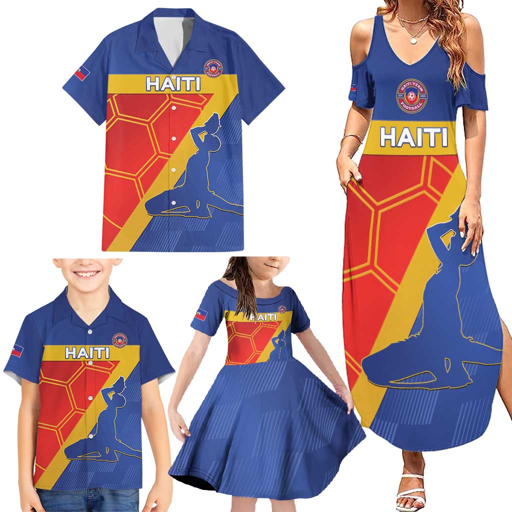 Custom Haiti Football Family Matching Summer Maxi Dress and Hawaiian Shirt Neg Marron Go Ayiti - Wonder Print Shop