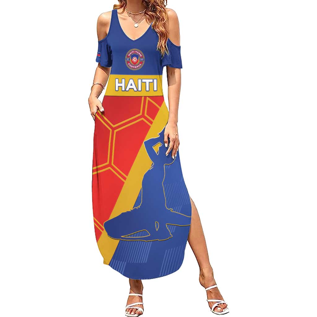 Custom Haiti Football Family Matching Summer Maxi Dress and Hawaiian Shirt Neg Marron Go Ayiti - Wonder Print Shop