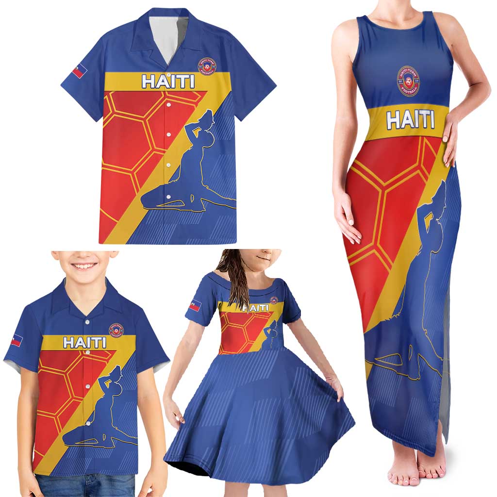Custom Haiti Football Family Matching Tank Maxi Dress and Hawaiian Shirt Neg Marron Go Ayiti - Wonder Print Shop