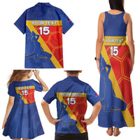 Custom Haiti Football Family Matching Tank Maxi Dress and Hawaiian Shirt Neg Marron Go Ayiti - Wonder Print Shop