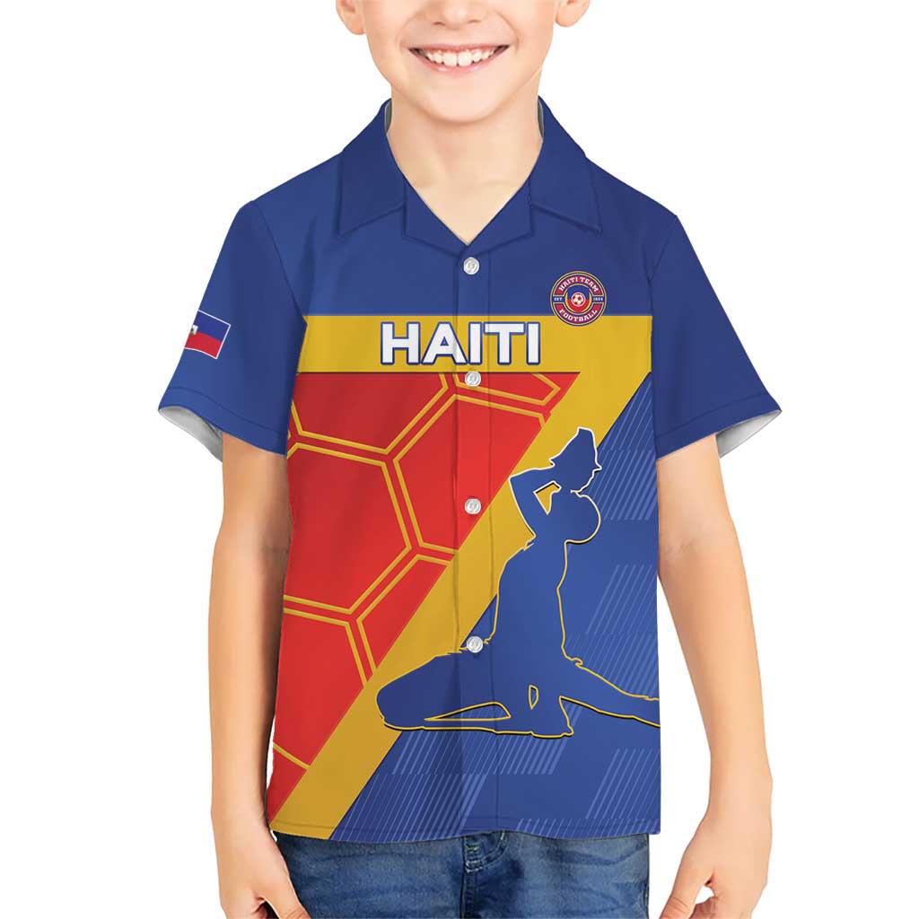 Custom Haiti Football Kid Hawaiian Shirt Neg Marron Go Ayiti - Wonder Print Shop