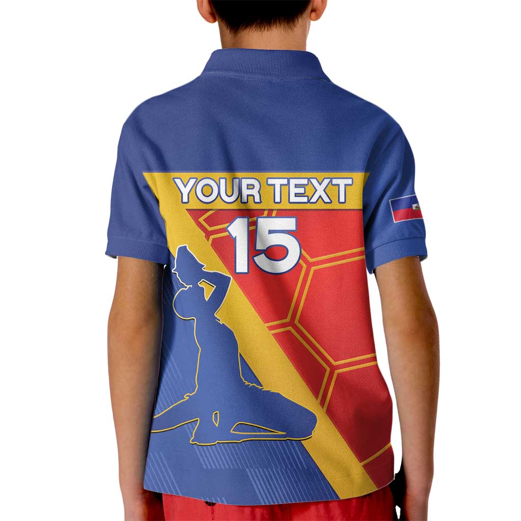 Custom Haiti Football Kid Polo Shirt Neg Marron Go Ayiti - Wonder Print Shop