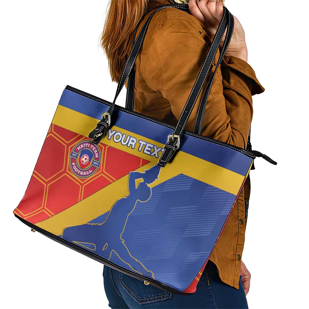 Custom Haiti Football Leather Tote Bag Neg Marron Go Ayiti - Wonder Print Shop