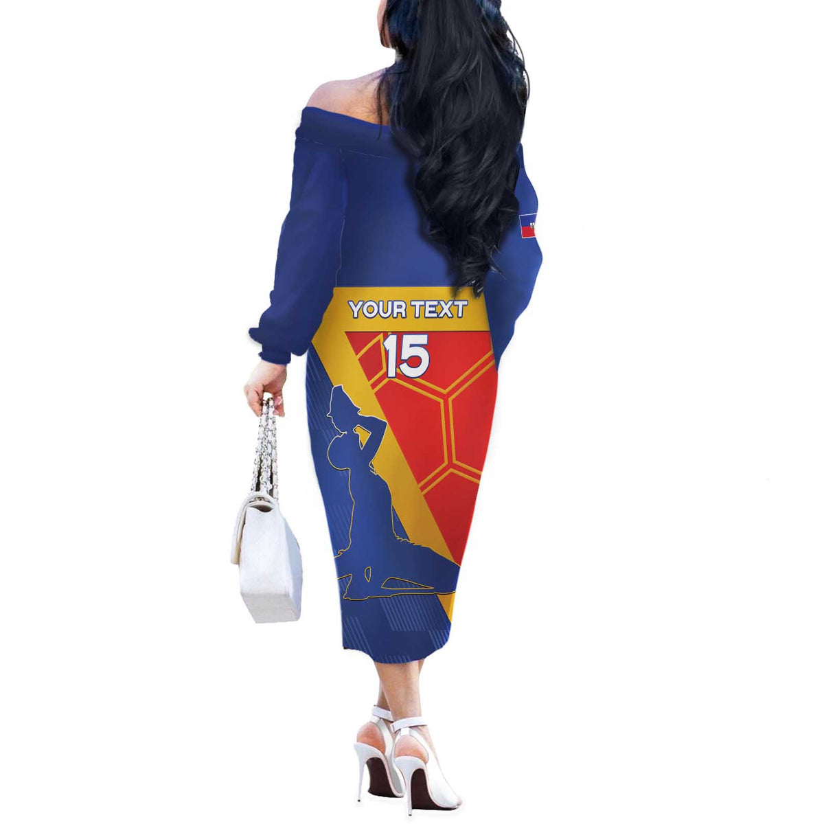 Custom Haiti Football Off The Shoulder Long Sleeve Dress Neg Marron Go Ayiti - Wonder Print Shop