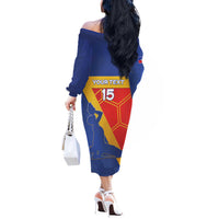 Custom Haiti Football Off The Shoulder Long Sleeve Dress Neg Marron Go Ayiti - Wonder Print Shop