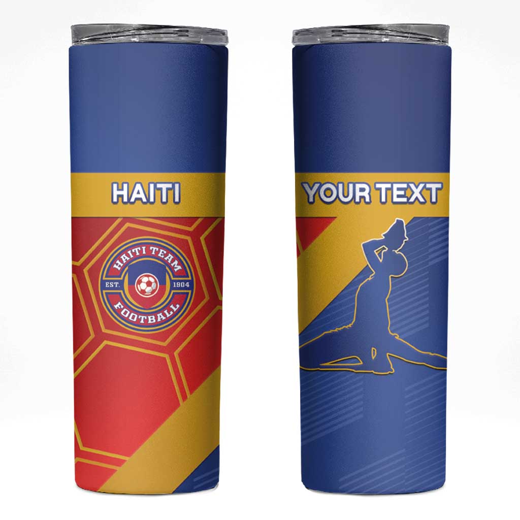 Custom Haiti Football Skinny Tumbler Neg Marron Go Ayiti - Wonder Print Shop
