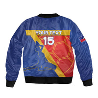 Custom Haiti Football Sleeve Zip Bomber Jacket Neg Marron Go Ayiti - Wonder Print Shop