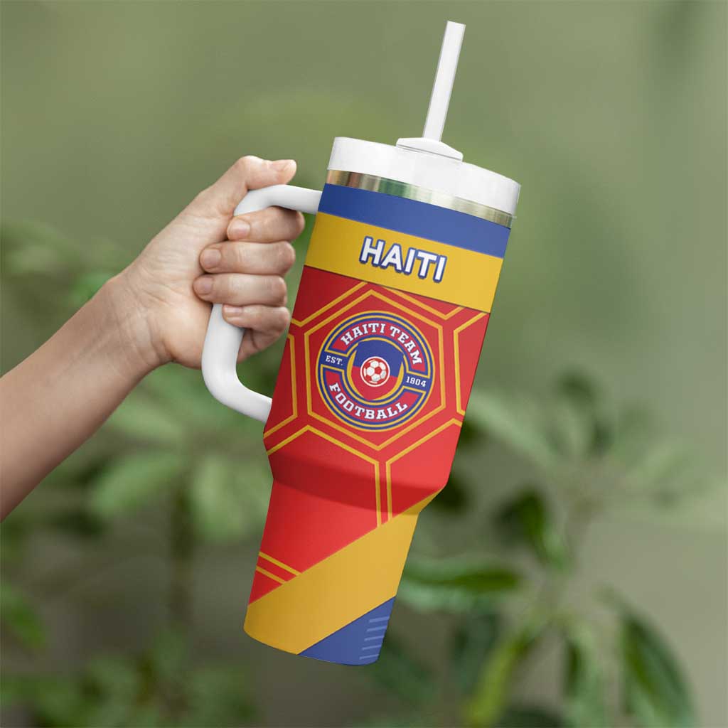 Custom Haiti Football Tumbler With Handle Neg Marron Go Ayiti - Wonder Print Shop