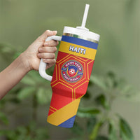 Custom Haiti Football Tumbler With Handle Neg Marron Go Ayiti - Wonder Print Shop
