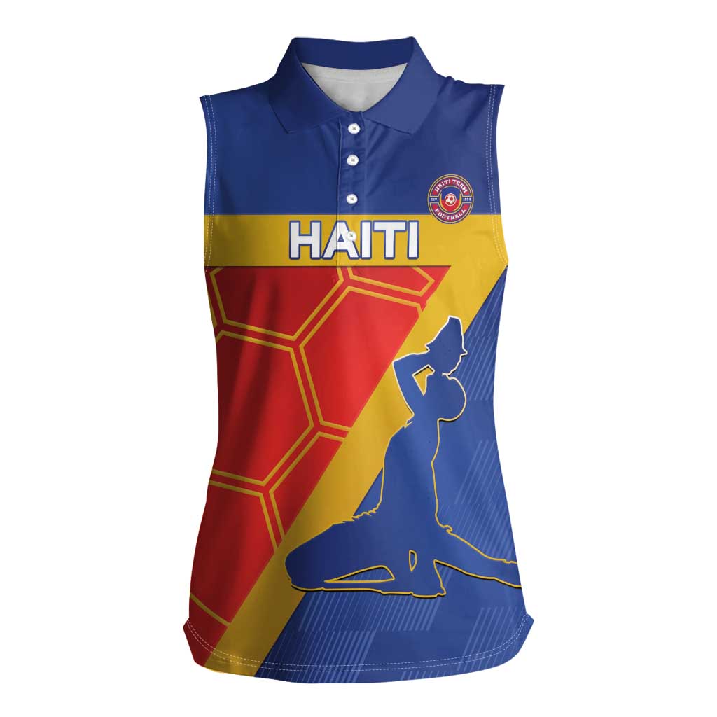Custom Haiti Football Women Sleeveless Polo Shirt Neg Marron Go Ayiti - Wonder Print Shop