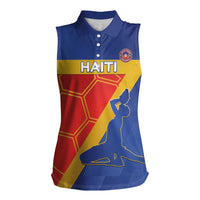 Custom Haiti Football Women Sleeveless Polo Shirt Neg Marron Go Ayiti - Wonder Print Shop