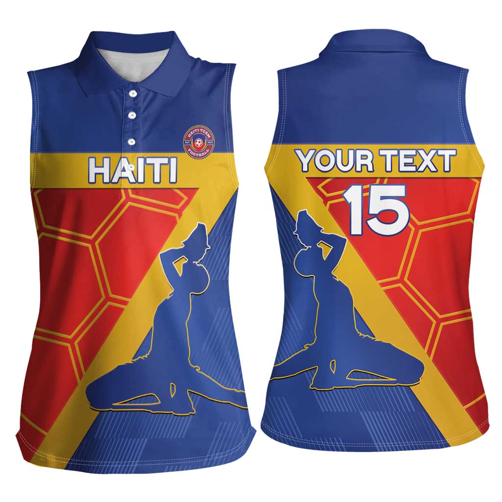Custom Haiti Football Women Sleeveless Polo Shirt Neg Marron Go Ayiti - Wonder Print Shop