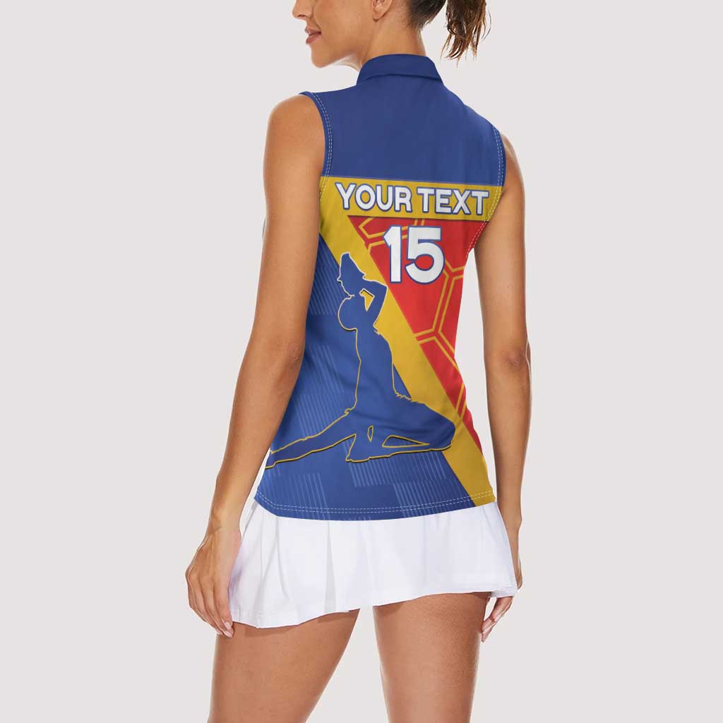 Custom Haiti Football Women Sleeveless Polo Shirt Neg Marron Go Ayiti - Wonder Print Shop