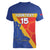 Custom Haiti Football Women V-Neck T-Shirt Neg Marron Go Ayiti - Wonder Print Shop