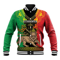 Personalised Ethiopia Baseball Jacket Lion Of Judah Mix African Pattern - Wonder Print Shop