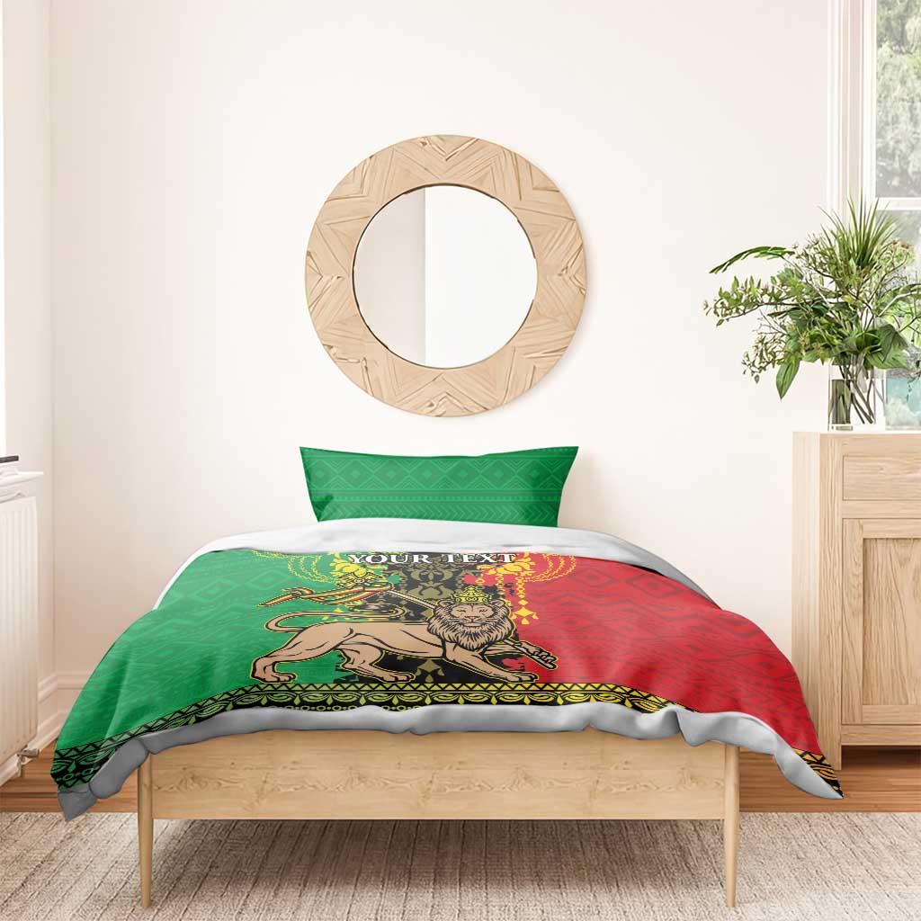 Personalised Ethiopia Bedding Set Lion Of Judah Mix African Pattern - Wonder Print Shop