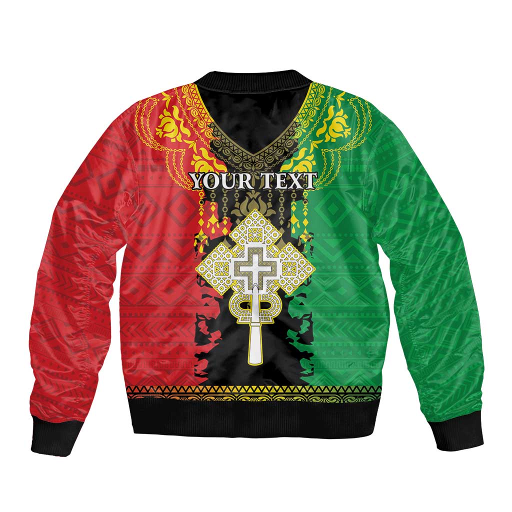 Personalised Ethiopia Bomber Jacket Lion Of Judah Mix African Pattern - Wonder Print Shop