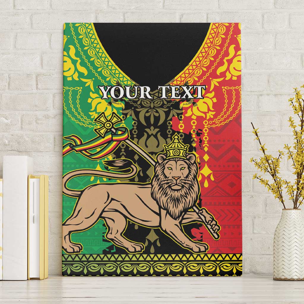 Personalised Ethiopia Canvas Wall Art Lion Of Judah Mix African Pattern - Wonder Print Shop