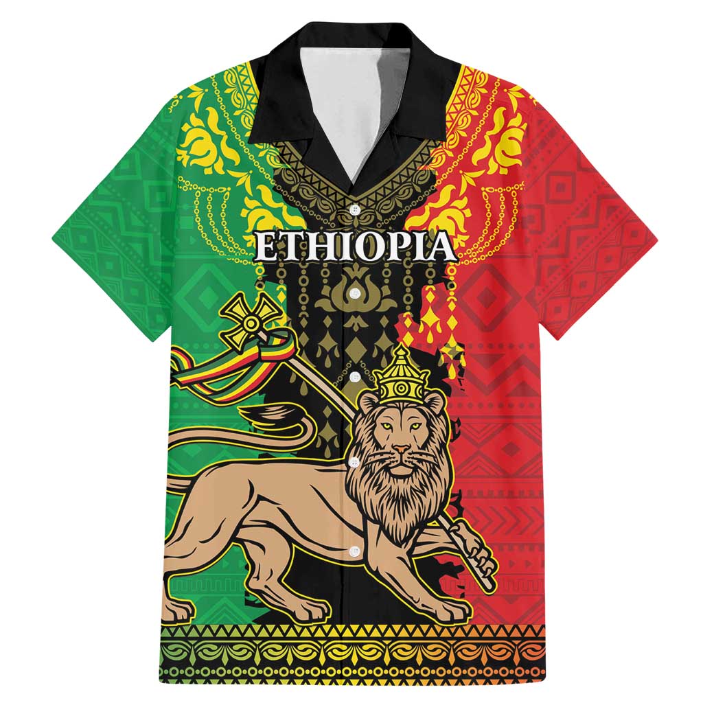 Personalised Ethiopia Family Matching Mermaid Dress and Hawaiian Shirt Lion Of Judah Mix African Pattern - Wonder Print Shop